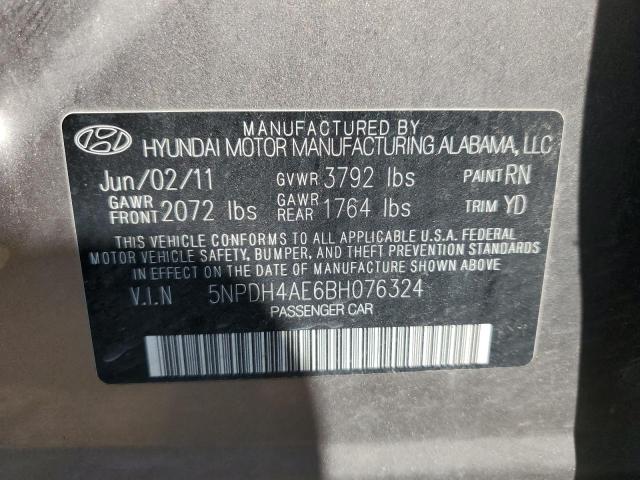 5NPDH4AE6BH076324 - 2011 HYUNDAI ELANTRA GLS SILVER photo 12