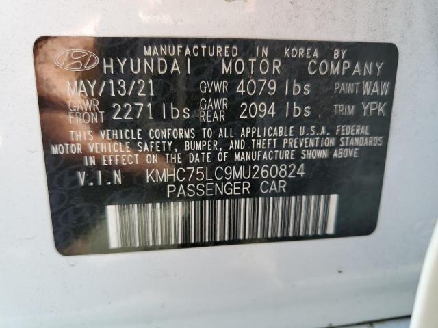 KMHC75LC9MU260824 - 2021 HYUNDAI IONIQ SE WHITE photo 12