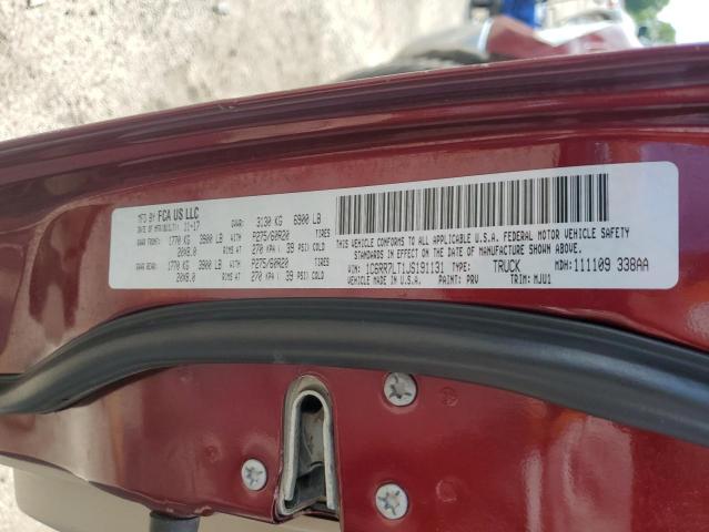 1C6RR7LT1JS191131 - 2018 RAM 1500 SLT Бордовий фото 12