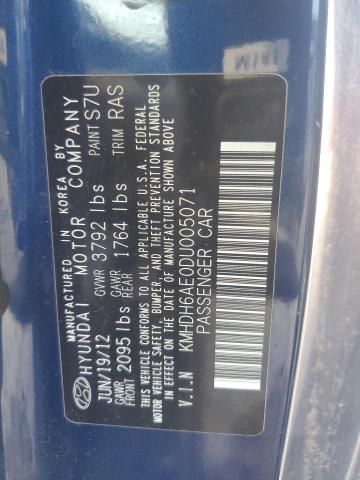 KMHDH6AE0DU005071 - 2013 HYUNDAI ELANTRA CO GS BLUE photo 12