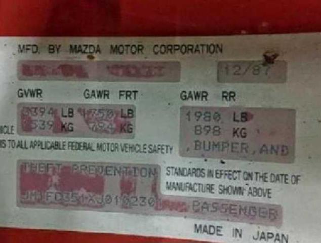 JM1FC351XJ0102301 - 1988 MAZDA RX7 Կարմիր լուսանկար 10