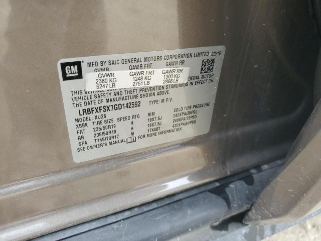 LRBFXFSX7GD142592 - 2016 BUICK ENVISION PREMIUM BROWN photo 13