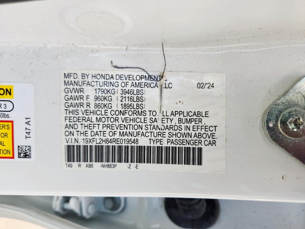 19XFL2H84RE019548 - 2024 HONDA CIVIC SPORT 白色 照片 13