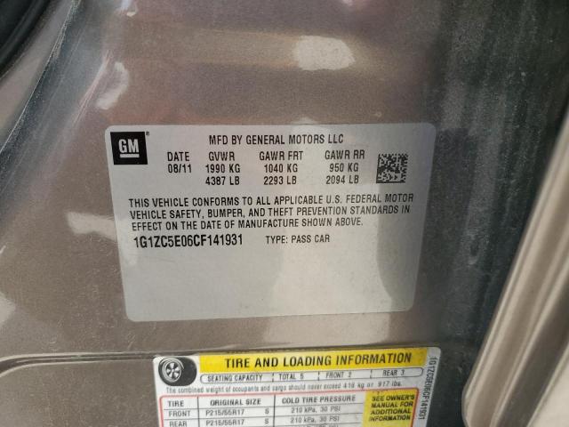 1G1ZC5E06CF141931 - 2012 CHEVROLET MALIBU 1LT Gümüş foto 12