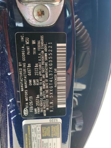 5XXGT4L37KG355221 - 2019 KIA OPTIMA LX 蓝色 照片 12