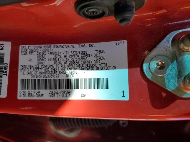 5TFDW5F1XEX359173 - 2014 TOYOTA TUNDRA CREWMAX SR5 RED photo 10