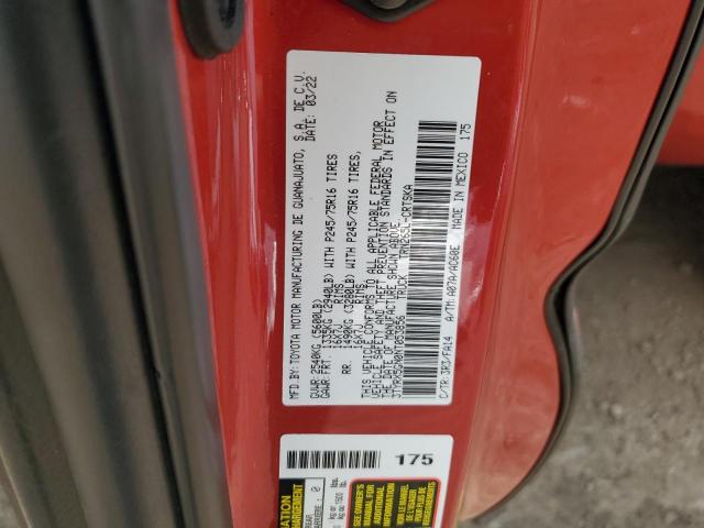 3TYRX5GN0NT053856 - 2022 TOYOTA TACOMA ACCESS CAB Rojo foto 12