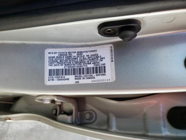 2T1KR32E13C057715 - 2003 TOYOTA MATRIX XR SILVER photo 12