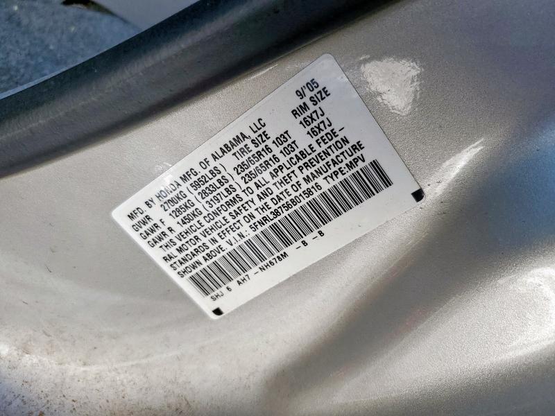 5FNRL38756B015816 - 2006 HONDA ODYSSEY EXL SILVER photo 13