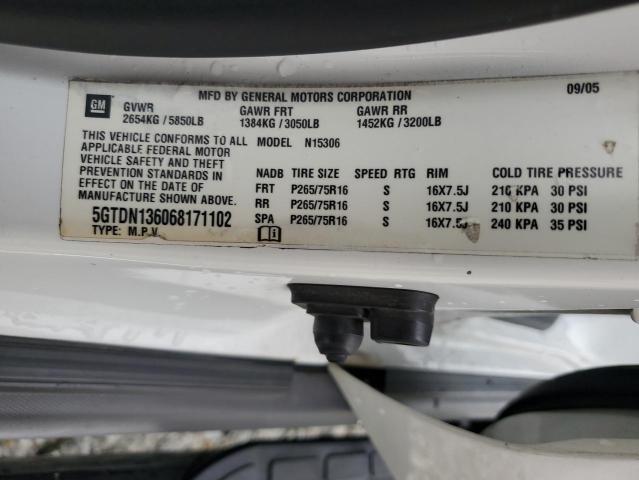 5GTDN136068171102 - 2006 HUMMER H3 WHITE photo 13