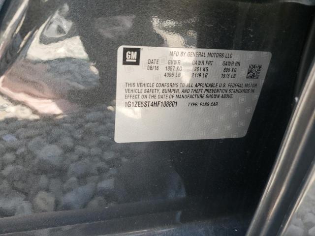 1G1ZE5ST4HF108801 - 2017 CHEVROLET MALIBU LT CHARCOAL photo 12