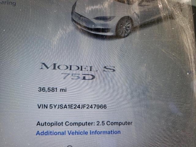 5YJSA1E24JF247966 - 2018 TESLA MODEL S Սպիտակ լուսանկար 9