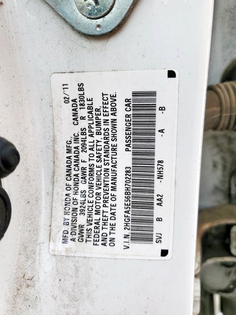 2HGFA5E56BH702283 - 2011 HONDA CIVIC SI Weiß Foto 13