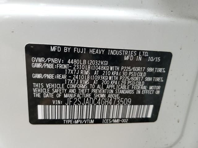 JF2SJADC4GH473509 - 2016 SUBARU FORESTER 2.5I PREMIUM 白色 照片 14