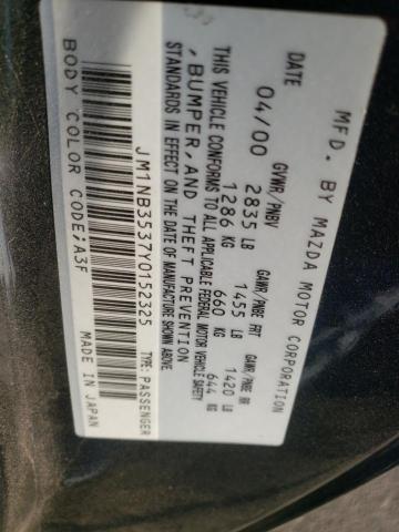 JM1NB3537Y0152325 - 2000 MAZDA MX-5 MIATA BASE BLACK photo 12