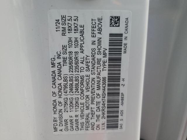 2HKRS4H74SH443686 - 2025 HONDA CR-V EXL WHITE photo 13