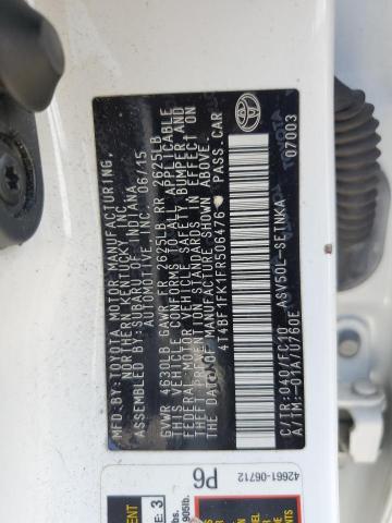 4T4BF1FK1FR506476 - 2015 TOYOTA CAMRY LE თეთრი ფოტო 13
