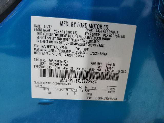 MAJ3P1TEXJC172984 - 2018 FORD ECOSPORT SE Azul foto 12