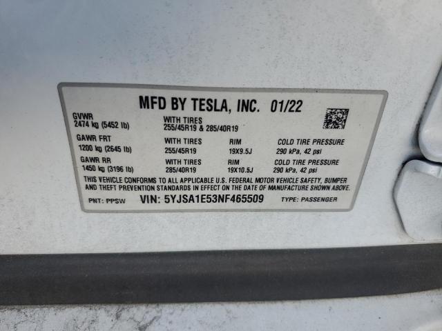 5YJSA1E53NF465509 - 2022 TESLA MODEL S WHITE photo 23