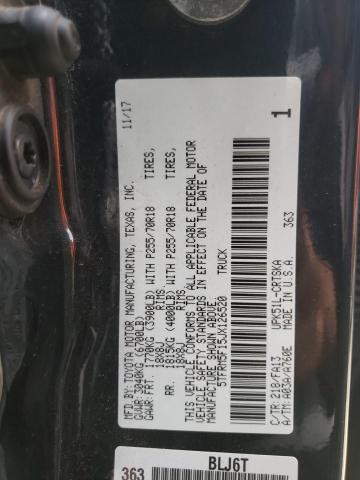 5TFRM5F15JX126520 - 2018 TOYOTA TUNDRA DOUBLE CAB SR/SR5 BLACK photo 12