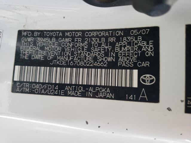 JTKDE167080224662 - 2008 TOYOTA SCION TC Ağ foto 12