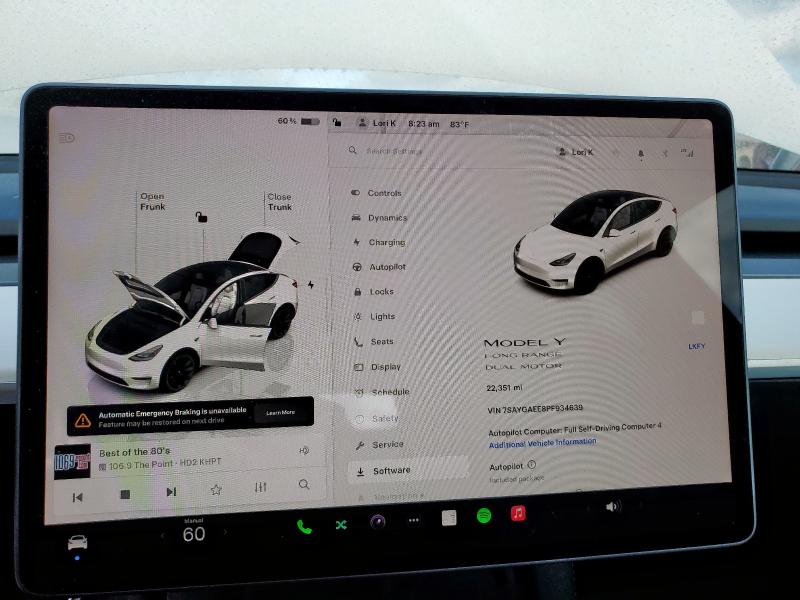 7SAYGAEE8PF934639 - 2023 TESLA MODEL Y 白色 照片 9