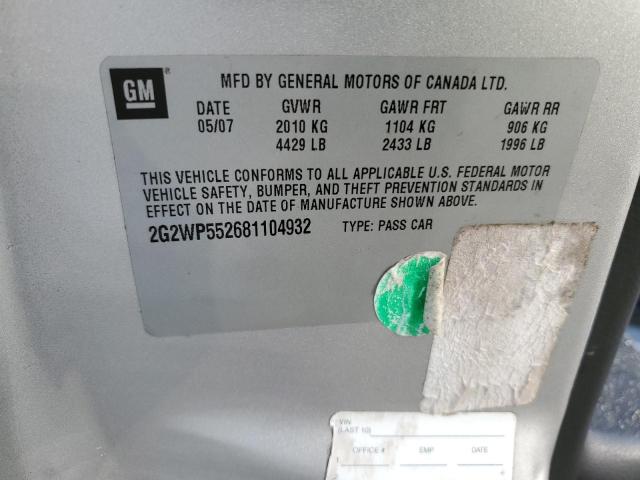 2G2WP552681104932 - 2008 PONTIAC GRAND PRIX 银色 照片 12