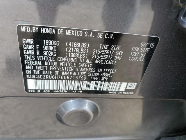 3CZRU6H76GM715799 - 2016 HONDA HR-V EXL GRAY photo 13