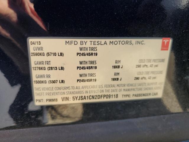5YJSA1CN2DFP09118 - 2013 TESLA MODEL S ლურჯი ფოტო 12
