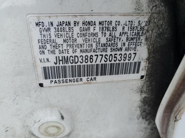 JHMGD38677S053997 - 2007 HONDA FIT S 白色 照片 12