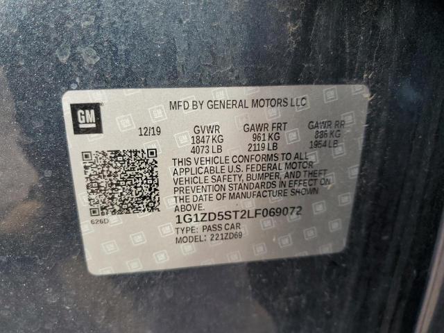 1G1ZD5ST2LF069072 - 2020 CHEVROLET MALIBU LT GRAY photo 12