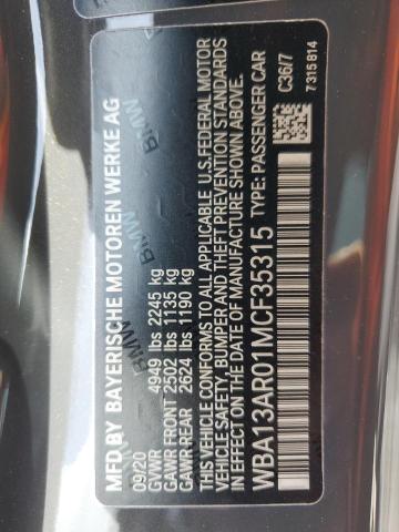 WBA13AR01MCF35315 - 2021 BMW M440XI CHARCOAL photo 12