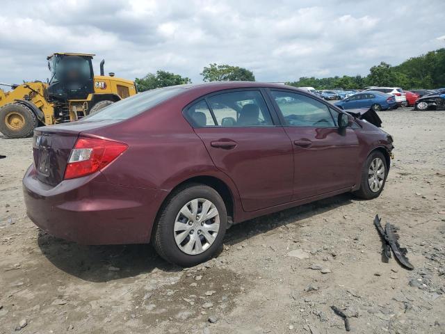 19XFB2F50CE037578 - 2012 HONDA CIVIC LX BURGUNDY photo 3