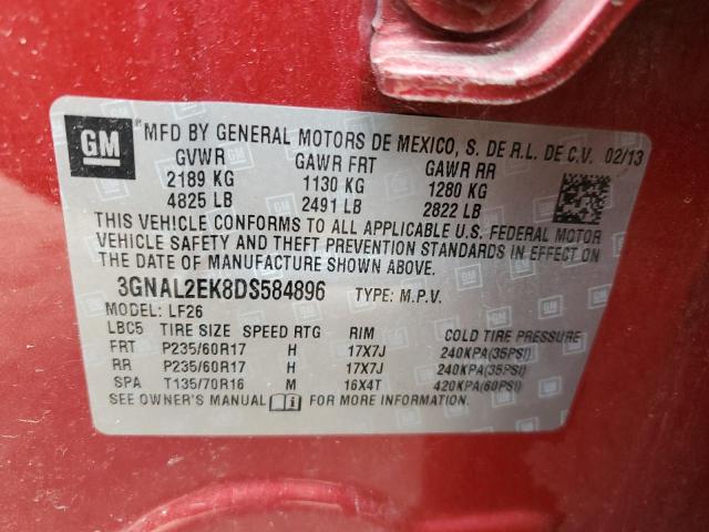 3GNAL2EK8DS584896 - 2013 CHEVROLET CAPTIVA LS RED photo 13