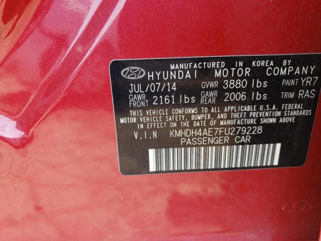 KMHDH4AE7FU279228 - 2015 HYUNDAI ELANTRA SE RED photo 12