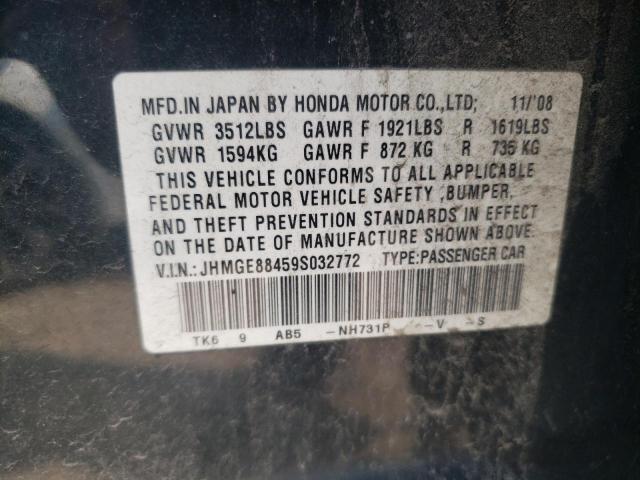 JHMGE88459S032772 - 2009 HONDA FIT SPORT BLACK photo 12