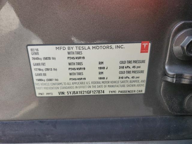 5YJSA1E21GF127874 - 2016 TESLA MODEL S 米色 照片 12