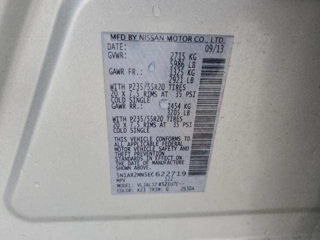 5N1AR2MN5EC622719 - 2014 NISSAN PATHFINDER S SILVER photo 12