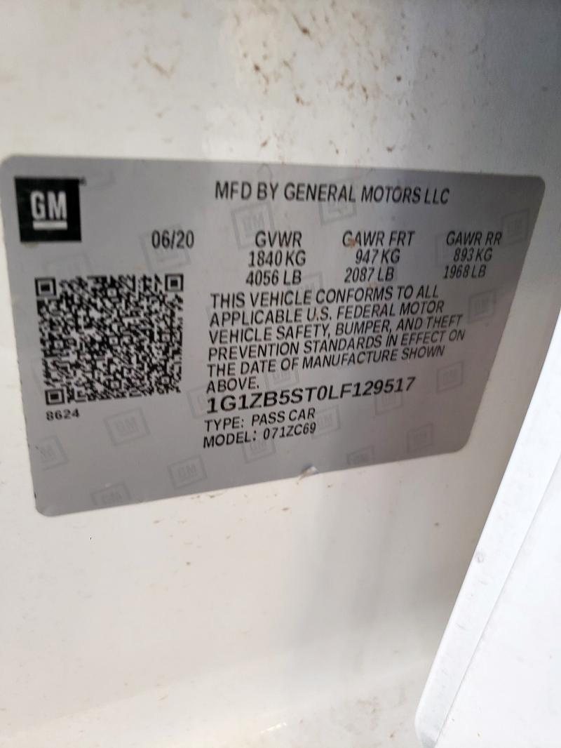 1G1ZB5ST0LF129517 - 2020 CHEVROLET MALIBU LS WHITE photo 13