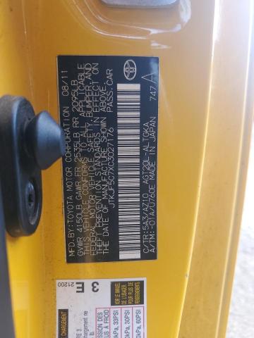 JTKJF5C7XC3027176 - 2012 TOYOTA SCION TC Sarı foto 12