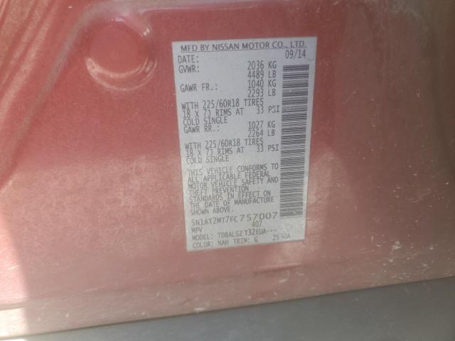 5N1AT2MT7FC757007 - 2015 NISSAN ROGUE S RED photo 13