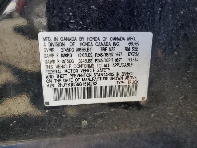 2HJYK16568H514282 - 2008 HONDA RIDGELINE RTL BLACK photo 12