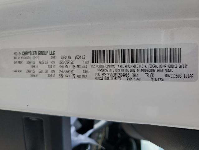 3C6TRVAG8FE504010 - 2015 RAM PROMASTER 1500 STANDARD Սպիտակ լուսանկար 13