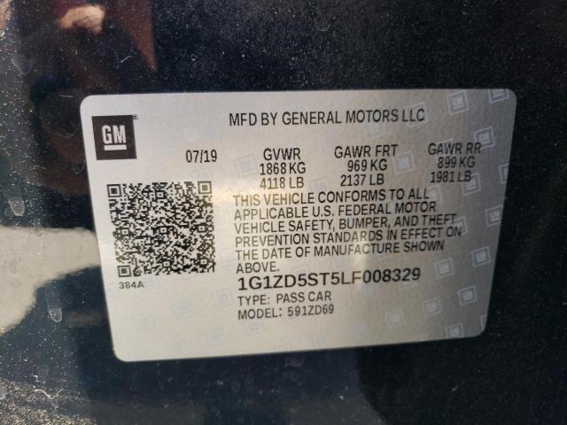 1G1ZD5ST5LF008329 - 2020 CHEVROLET MALIBU LT BLACK photo 12