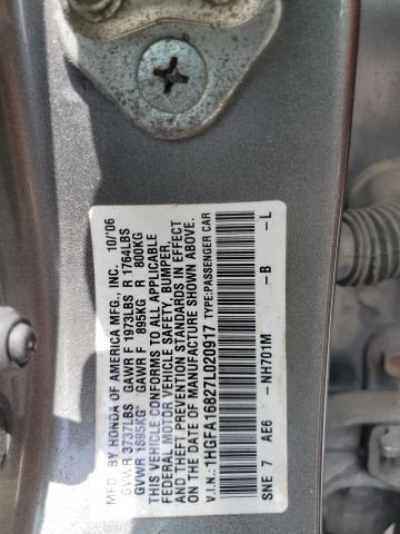 1HGFA16827L020917 - 2007 HONDA CIVIC EX GOLD photo 12
