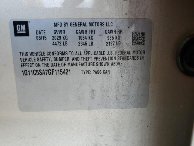 1G11C5SA7GF115421 - 2016 CHEVROLET MALIBU LIM LT 奶油色 照片 12