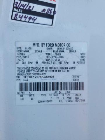 1FTRF12278KC86908 - 2008 FORD F150 WHITE photo 10