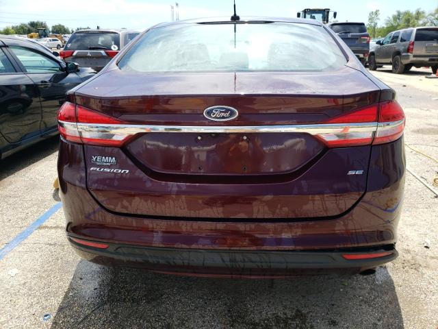 3FA6P0H70JR190848 - 2018 FORD FUSION SE MAROON photo 6