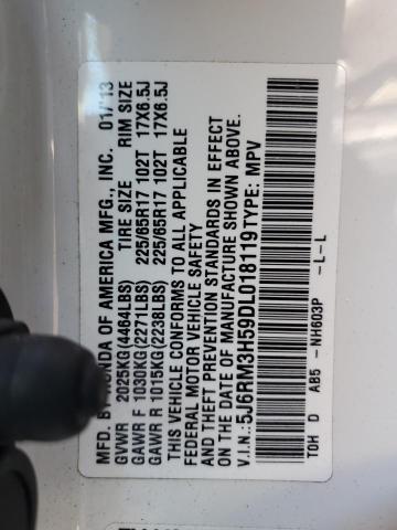 5J6RM3H59DL018119 - 2013 HONDA CR-V EX WHITE photo 13