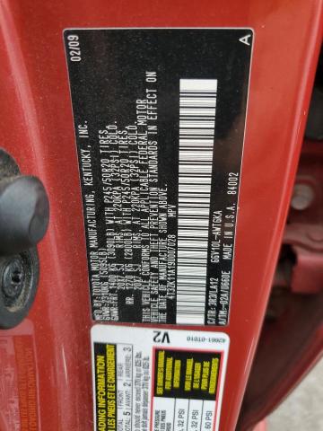 4T3ZK11A19U007028 - 2009 TOYOTA VENZA RED photo 12